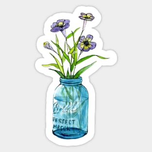 mason jar & flowers Sticker